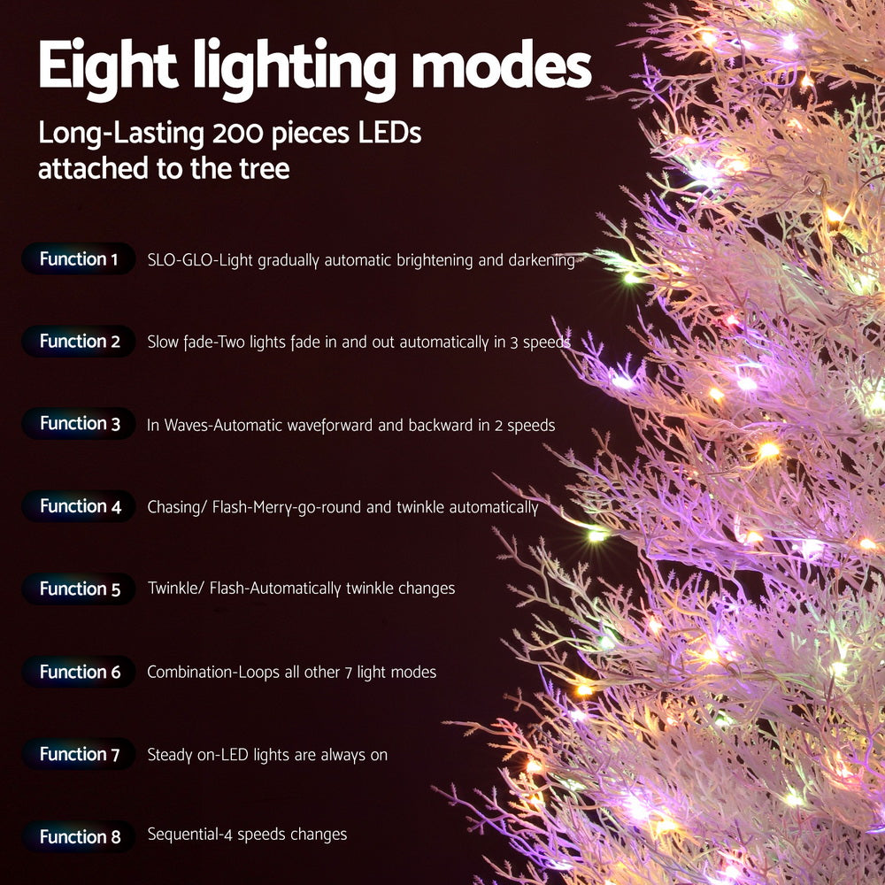 Jingle Jollys 1.8M LED Christmas Tree 8 Modes Adjustable Multi Color Light Snowy-Occasions > Christmas > Christmas Trees-PEROZ Accessories