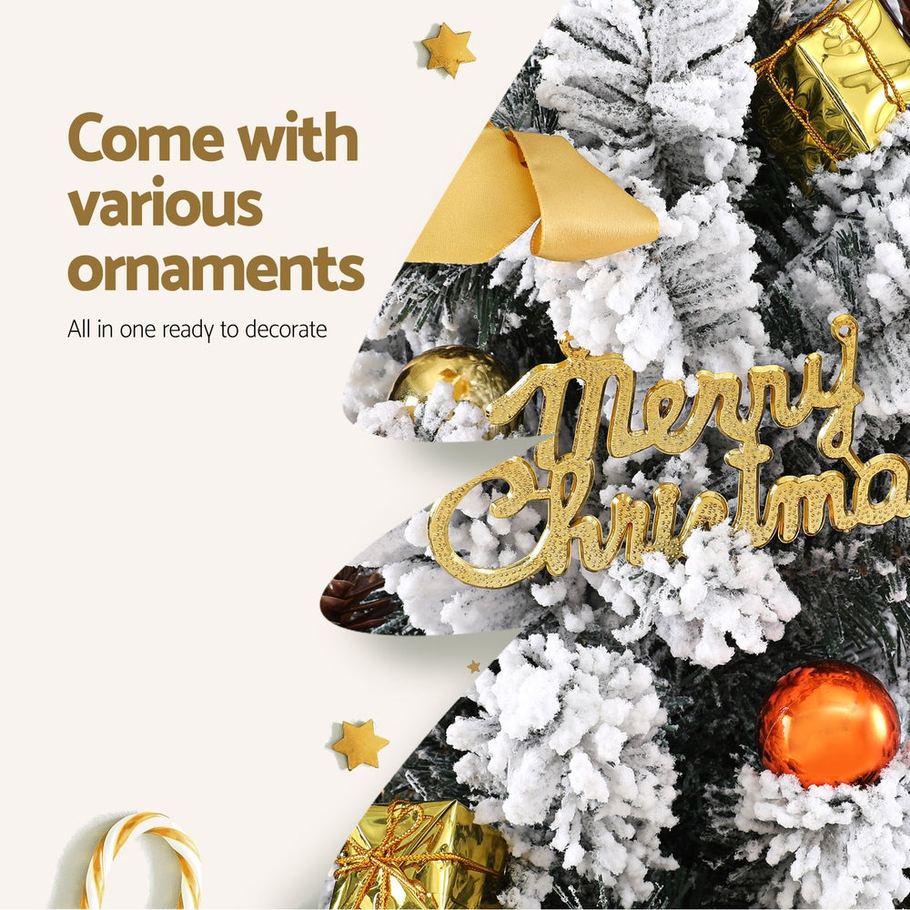 Jingle Jollys Tabletop Christmas Tree 60CM Snowy Xmas Tree Tree Topper Ornaments-Occasions > Christmas > Christmas Trees-PEROZ Accessories