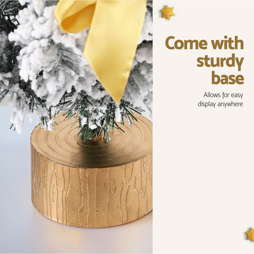 Jingle Jollys Tabletop Christmas Tree 60CM Snowy Xmas Tree Tree Topper Ornaments-Occasions > Christmas > Christmas Trees-PEROZ Accessories