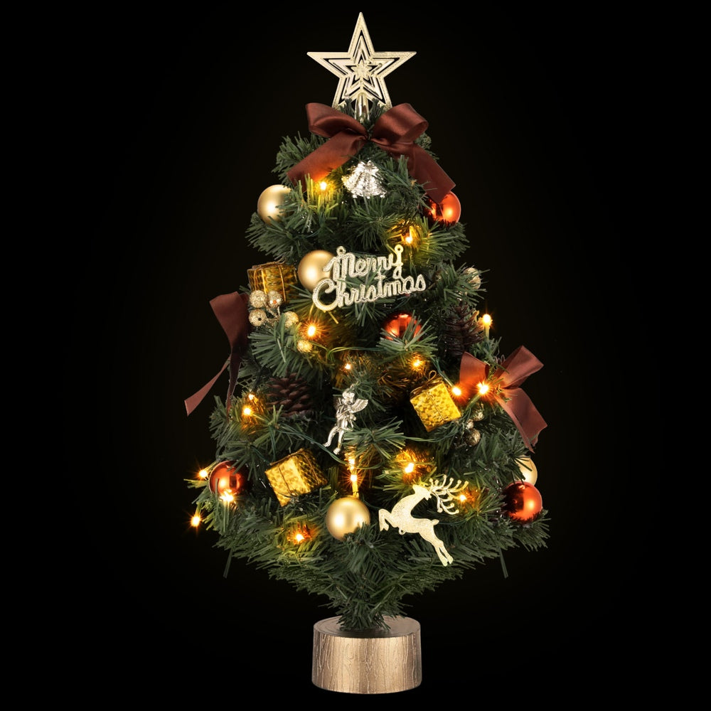 Jingle Jollys Tabletop Christmas Tree 60CM LED Xmas Tree Tree Topper Ornaments-Occasions > Christmas > Christmas Trees-PEROZ Accessories