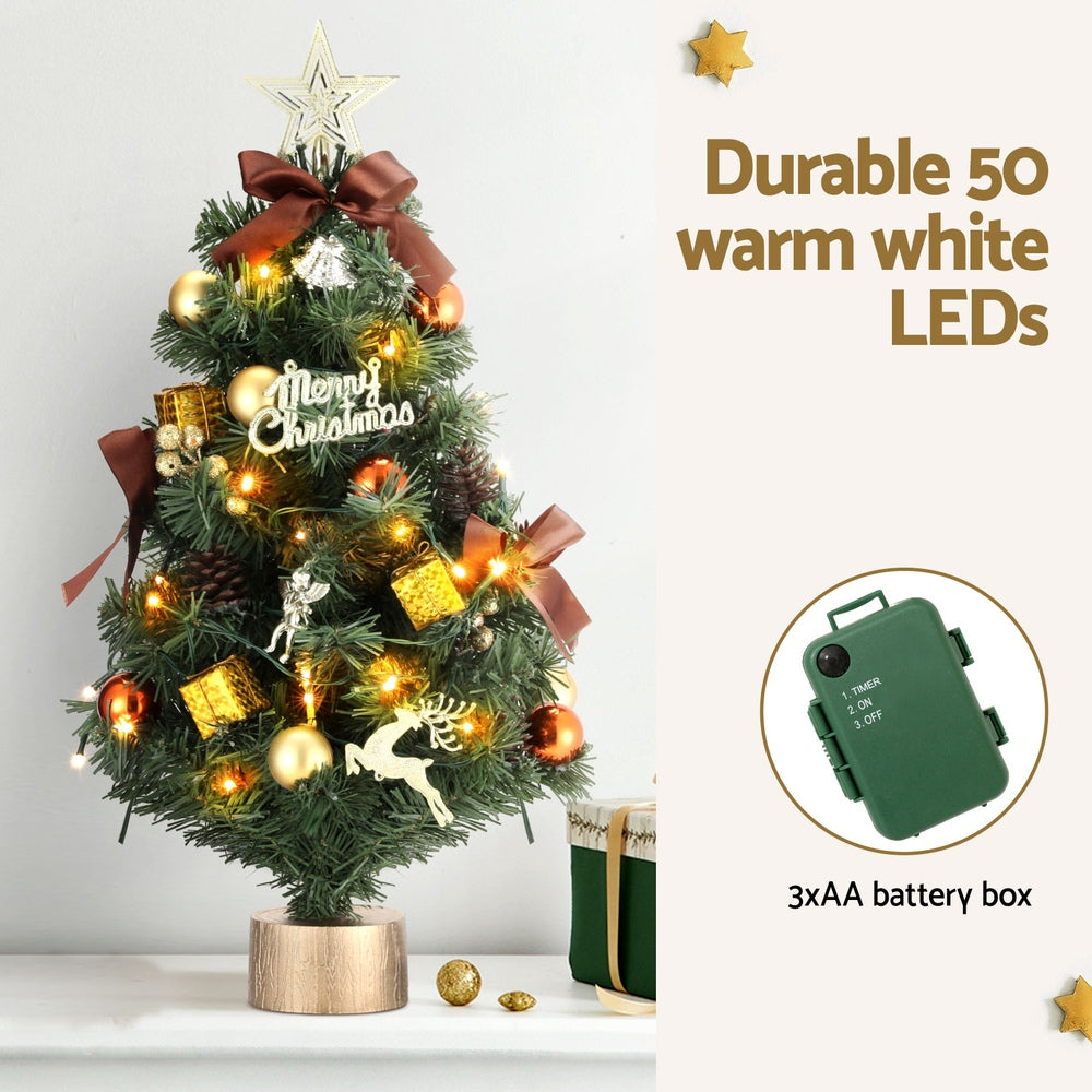 Jingle Jollys Tabletop Christmas Tree 60CM LED Xmas Tree Tree Topper Ornaments-Occasions > Christmas > Christmas Trees-PEROZ Accessories