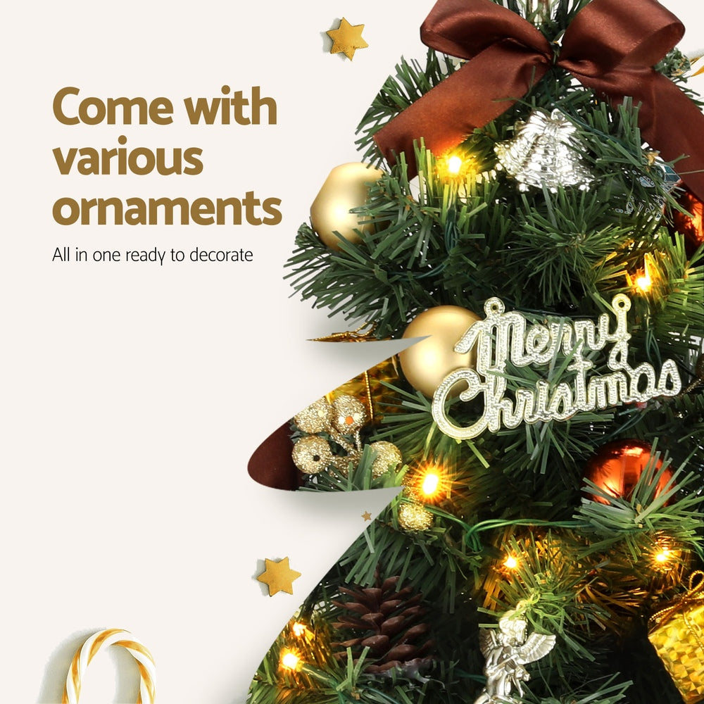 Jingle Jollys Tabletop Christmas Tree 60CM LED Xmas Tree Tree Topper Ornaments-Occasions > Christmas > Christmas Trees-PEROZ Accessories