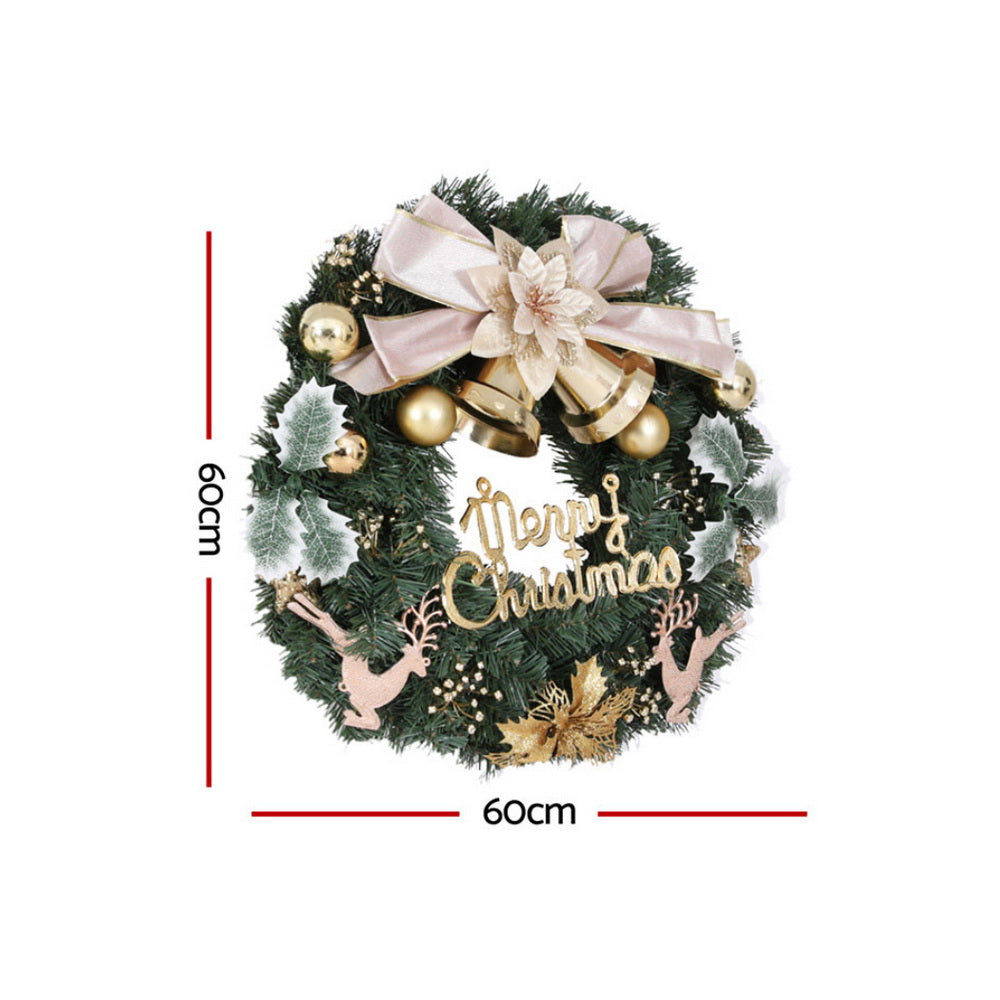 Jingle Jollys Christmas Wreath 60CM Garland Flowers Baubles Party Decorations-Occasions > Christmas > Christmas Wreaths & Garlands-PEROZ Accessories