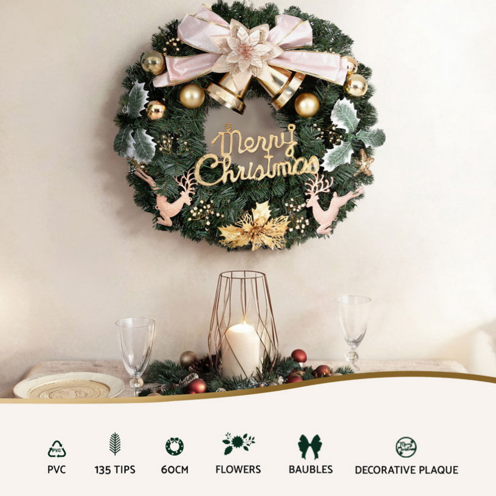 Jingle Jollys Christmas Wreath 60CM Garland Flowers Baubles Party Decorations-Occasions > Christmas > Christmas Wreaths & Garlands-PEROZ Accessories