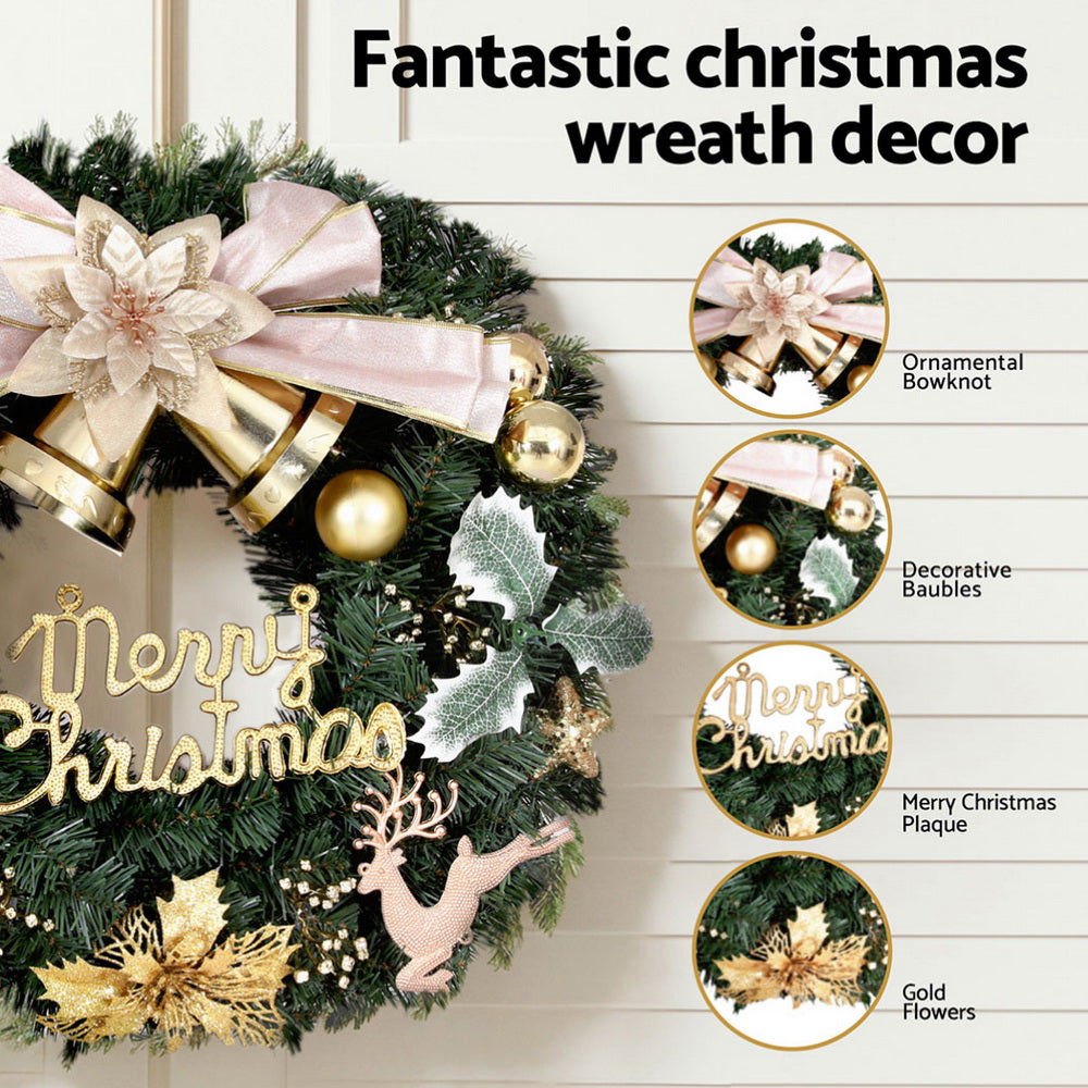 Jingle Jollys Christmas Wreath 60CM Garland Flowers Baubles Party Decorations-Occasions > Christmas > Christmas Wreaths & Garlands-PEROZ Accessories