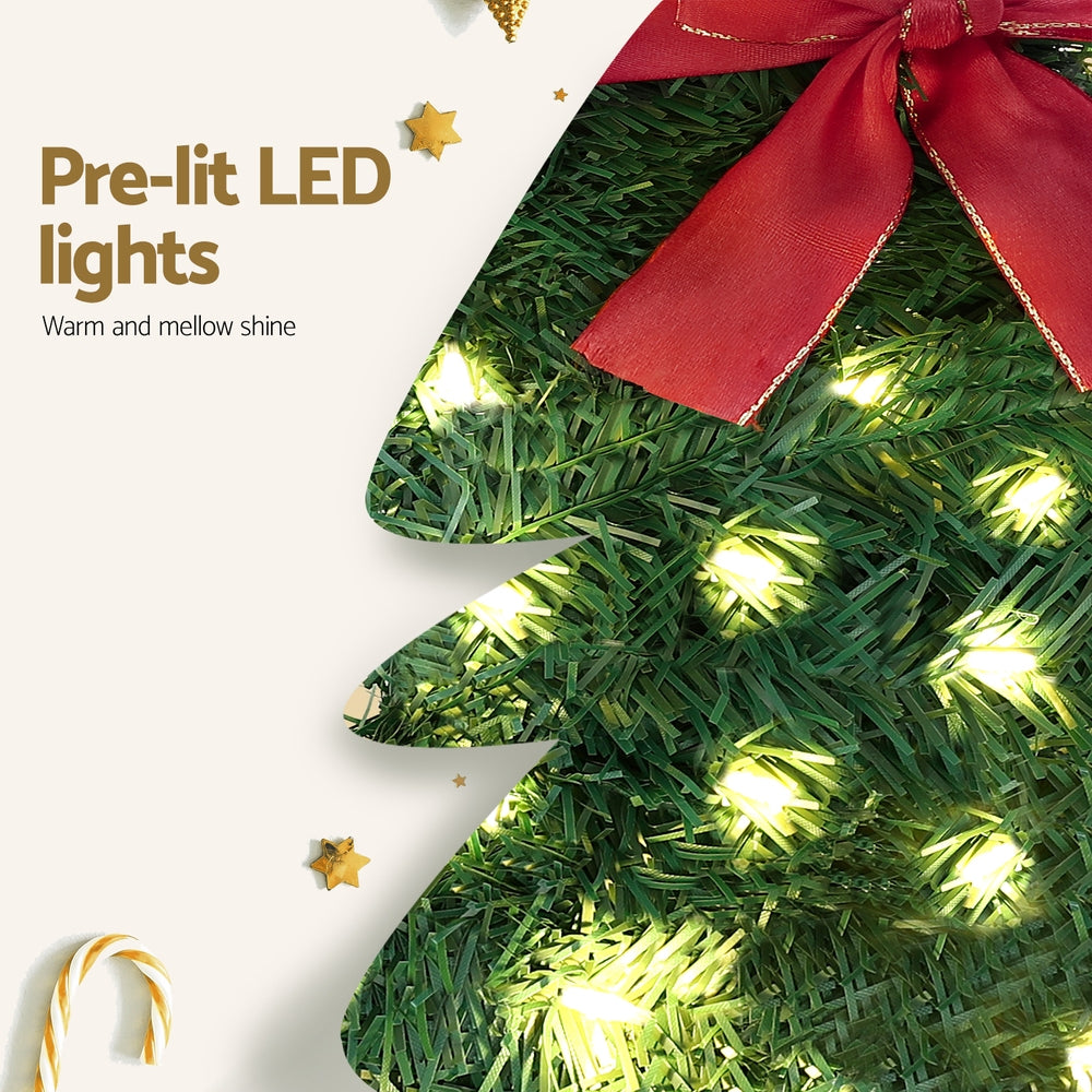 Jingle Jollys Cat Christmas Wreath Pre-lit 20 LED Xmas Decor Bow Flower 35x30cm-Occasions > Christmas > Christmas Wreaths & Garlands-PEROZ Accessories