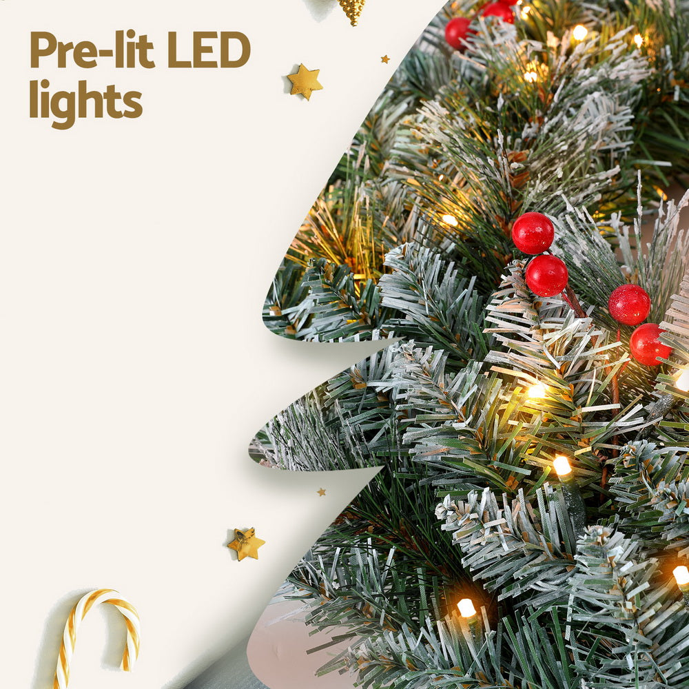 Jingle Jollys 60cm Christmas Wreath LED Lights Snowy Berries Garland Party Decor-Occasions > Christmas > Christmas Wreaths & Garlands-PEROZ Accessories