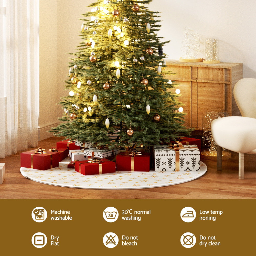 Jingle Jollys Christmas Tree Skirt 90cm Snowflake Ornaments Xmas Decorations-Occasions > Christmas > Christmas Decorations-PEROZ Accessories