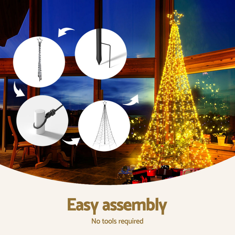 Jingle Jollys Solar Christmas Tree 2.1m 320 LED Net Lights Xmas Trees Decoration-Occasions > Christmas > Outdoor Decorations & Lights-PEROZ Accessories