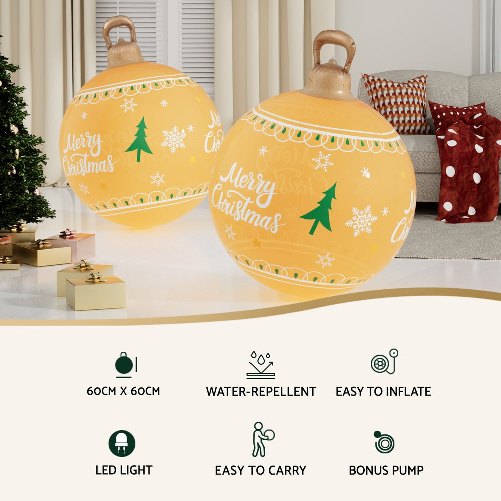 Jingle Jollys Christmas Inflatable Ball 60cm Led Illuminated Xmas Decoration-Occasions > Christmas > Christmas Decorations-PEROZ Accessories