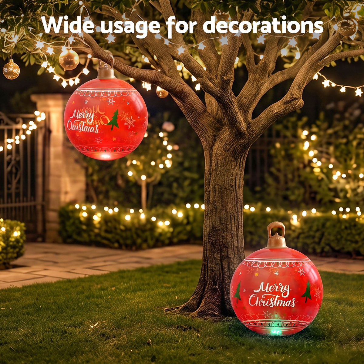 Jingle Jollys Christmas Inflatable Ball 60cm Led Illuminated Xmas Decoration Red-Christmas Inflatables-PEROZ Accessories