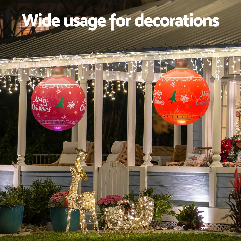 Jingle Jollys Christmas Inflatable Ball 60cm Led Illuminated Xmas Decoration Red-Occasions > Christmas > Christmas Decorations-PEROZ Accessories