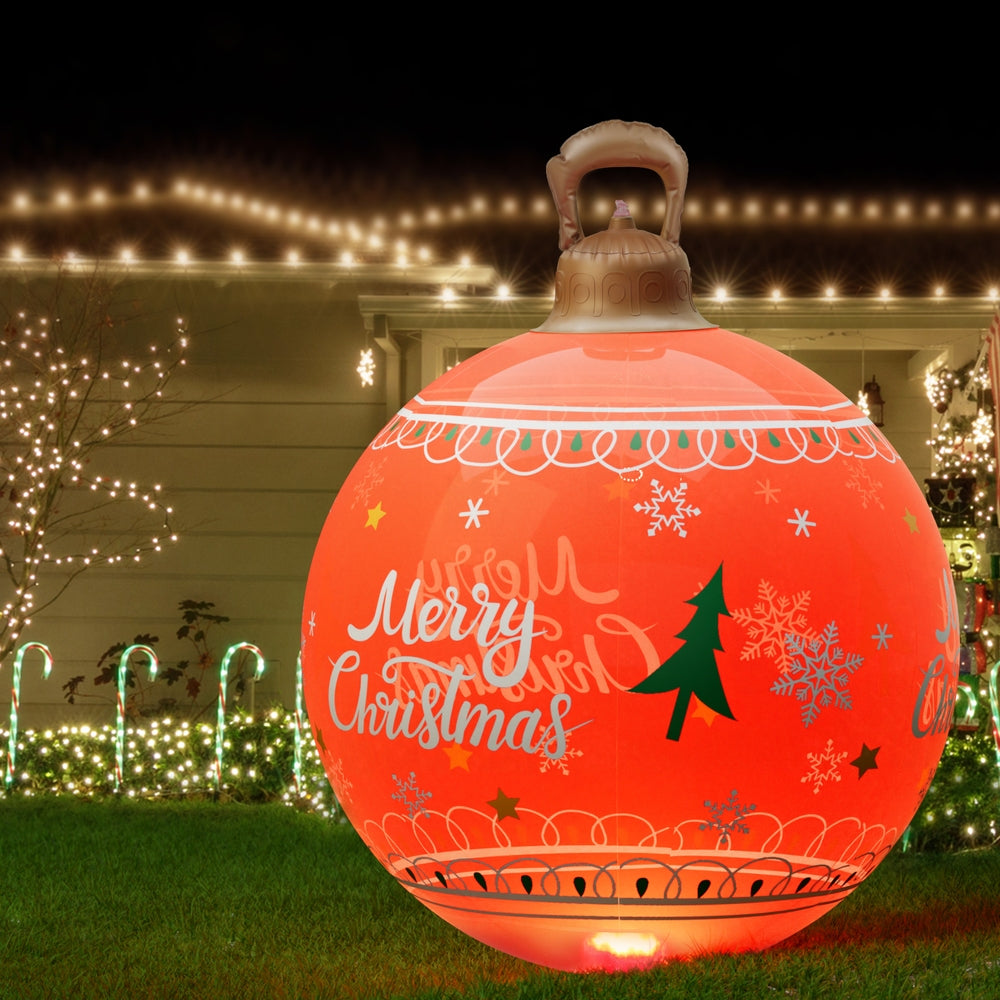 Jingle Jollys Christmas Inflatable Ball 60cm Led Illuminated Xmas Decoration Red-Occasions > Christmas > Christmas Decorations-PEROZ Accessories