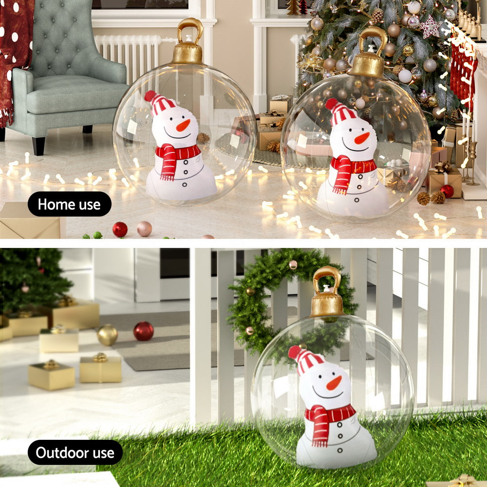 Jingle Jollys Christmas Inflatable Ball 60cm Snowman Decoration Giant Bauble-Occasions > Christmas > Christmas Decorations-PEROZ Accessories
