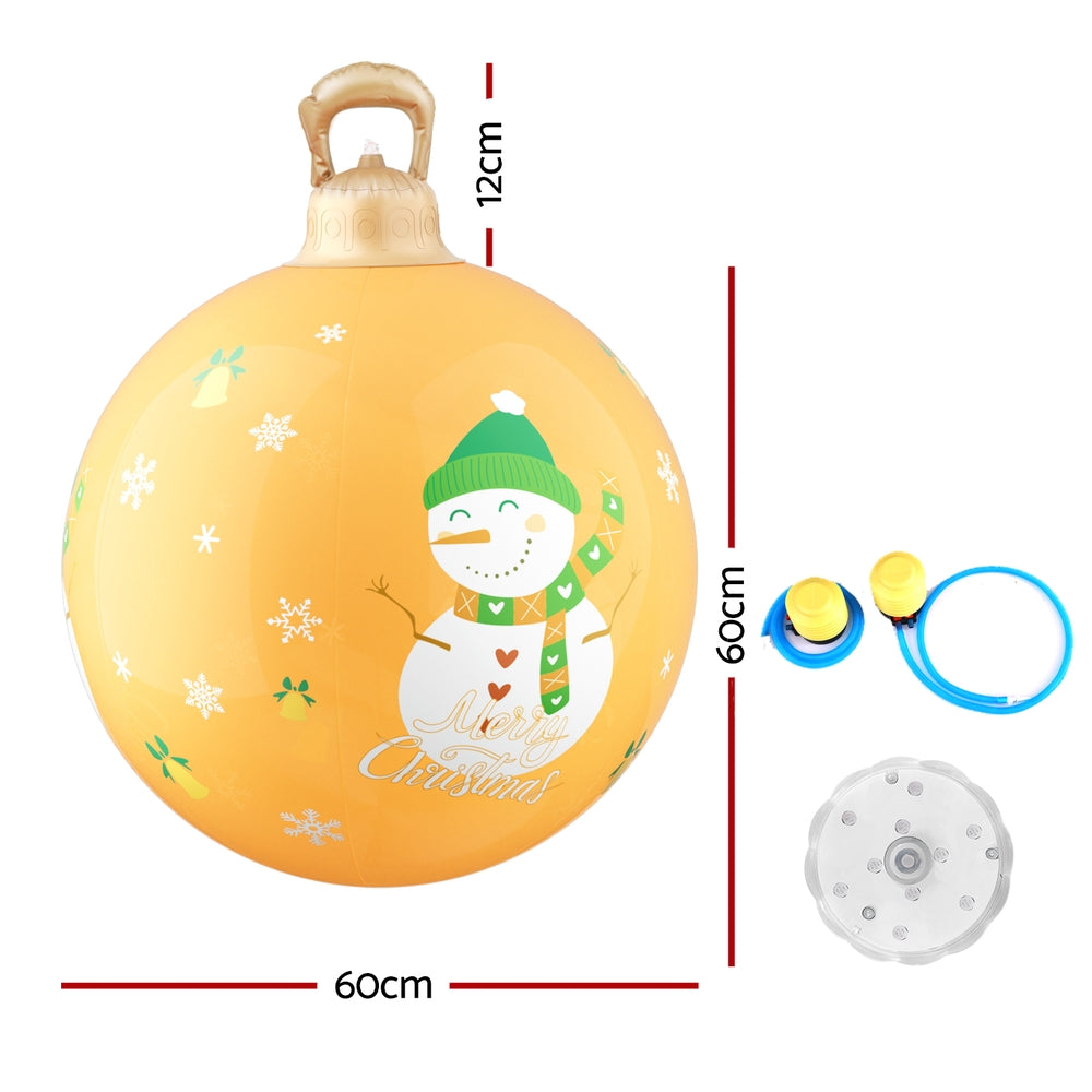Jingle Jollys Christmas Inflatable Ball 60cm Led Illuminated Snowman Xmas Decor-Occasions > Christmas > Christmas Decorations-PEROZ Accessories