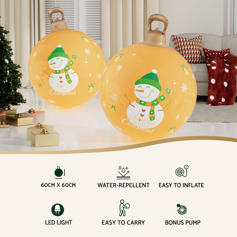 Jingle Jollys Christmas Inflatable Ball 60cm Led Illuminated Snowman Xmas Decor-Occasions > Christmas > Christmas Decorations-PEROZ Accessories
