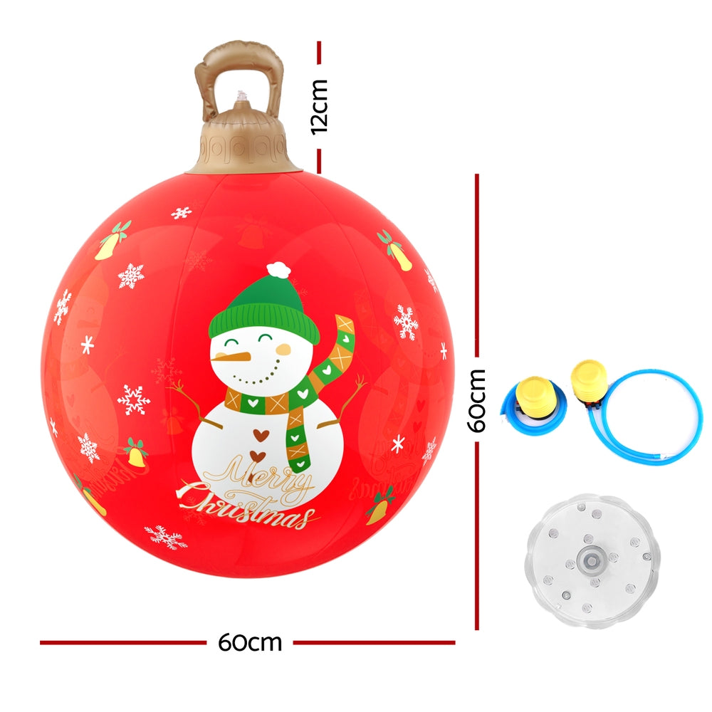 Jingle Jollys Christmas Inflatable Ball 60cm Illuminated Led Snowman Xmas Decor-Occasions > Christmas > Christmas Decorations-PEROZ Accessories