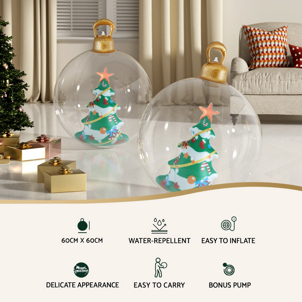 Jingle Jollys Christmas Inflatable Ball 60cm Tree Decoration Giant Bauble Clear-Occasions > Christmas > Christmas Decorations-PEROZ Accessories