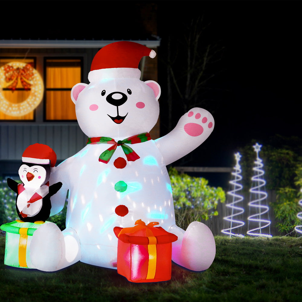 Jingle Jollys Christmas Inflatable Bear 1.8M Height LED Outdoor Decorations Illuminated-Occasions > Christmas > Outdoor Decorations & Lights-PEROZ Accessories