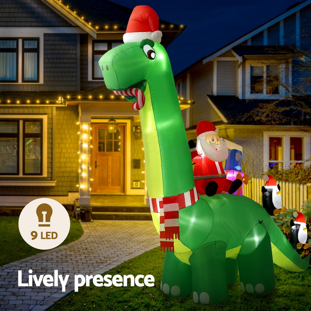 Jingle Jollys Christmas Inflatable Santa Dinosaur 3.8M Illuminated Decorations-Occasions > Christmas > Christmas Decorations-PEROZ Accessories