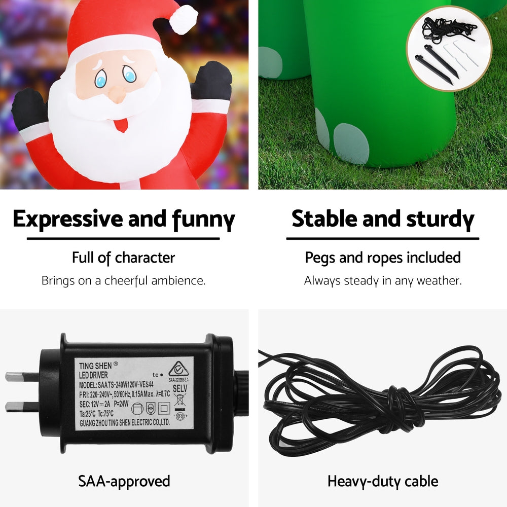 Jingle Jollys Christmas Inflatable Santa Dinosaur 3.8M Illuminated Decorations-Occasions > Christmas > Christmas Decorations-PEROZ Accessories