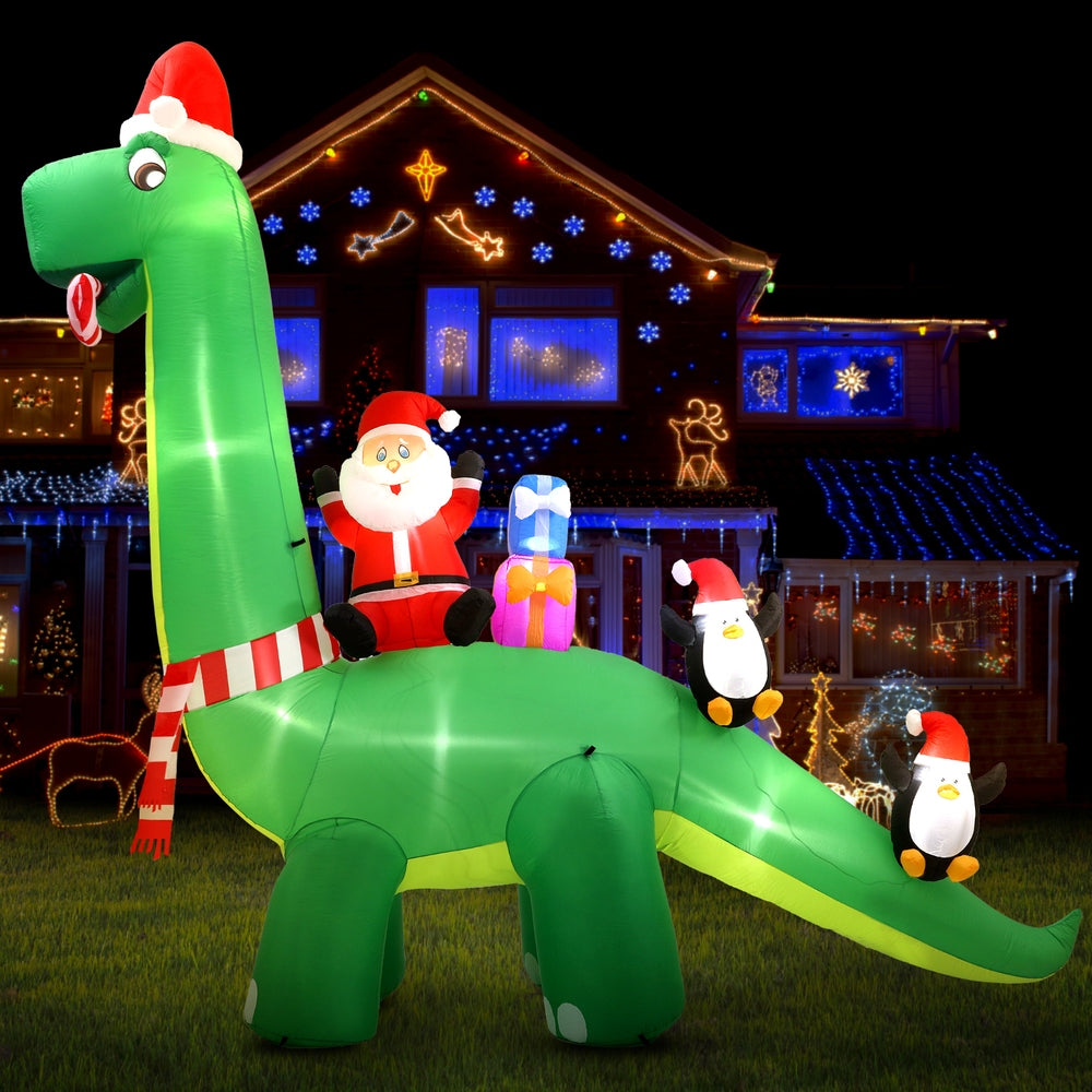Jingle Jollys Christmas Inflatable Santa Dinosaur 3.8M Illuminated Decorations-Occasions > Christmas > Christmas Decorations-PEROZ Accessories