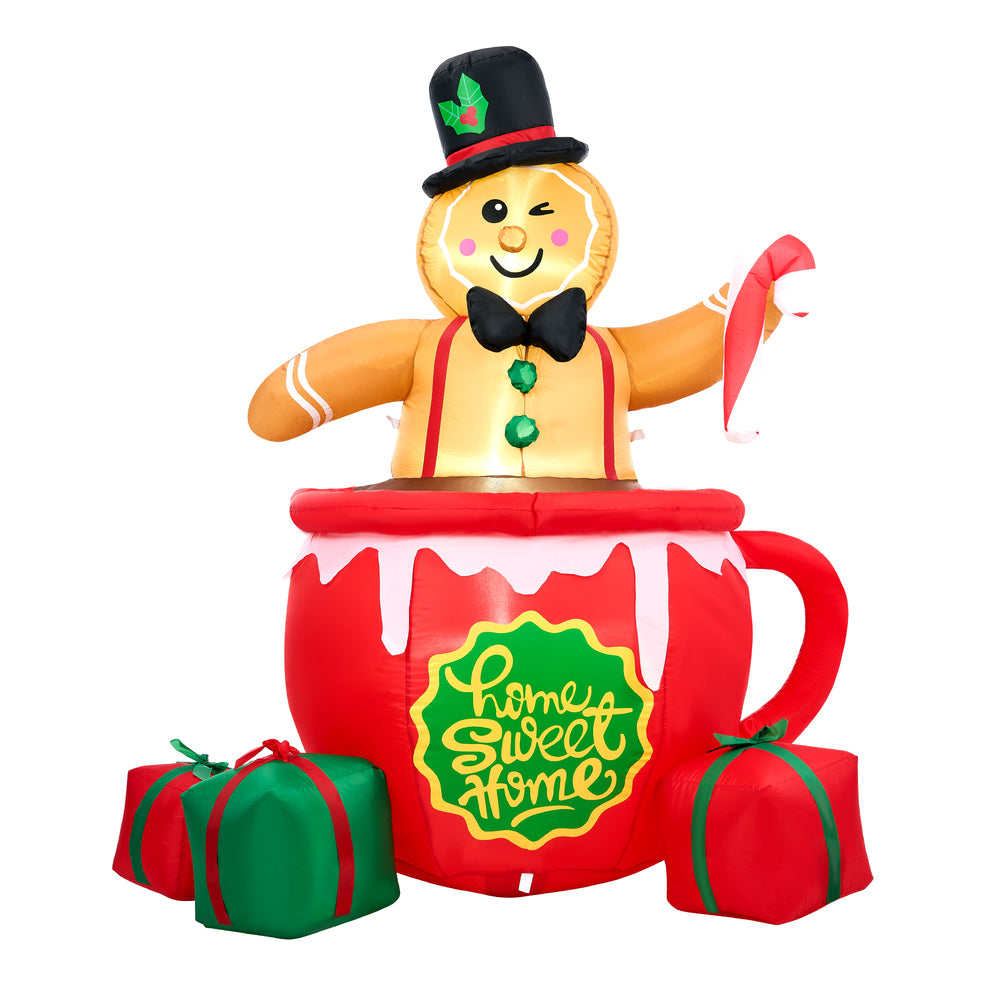 Tinseltown 1.8M Christmas Inflatable Gingerbread Man with LED Lights-Christmas Inflatable-PEROZ Accessories