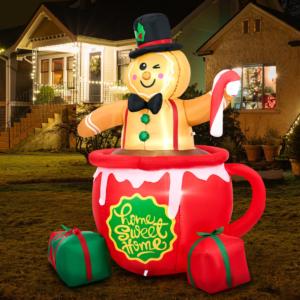Tinseltown 1.8M Christmas Inflatable Gingerbread Man with LED Lights-Christmas Inflatable-PEROZ Accessories