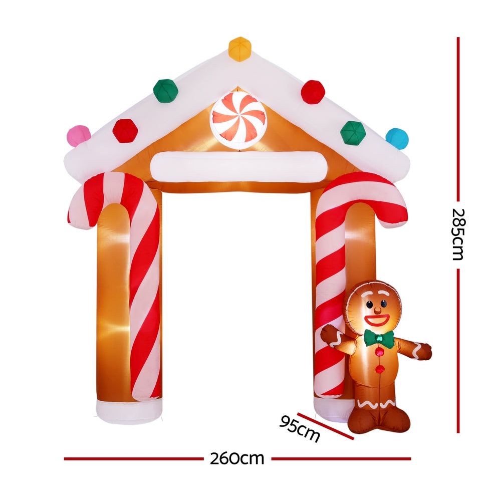 Jingle Jollys Christmas Inflatable Archwary Ginger 2.8M Illuminated Decorations-Occasions > Christmas > Christmas Decorations-PEROZ Accessories