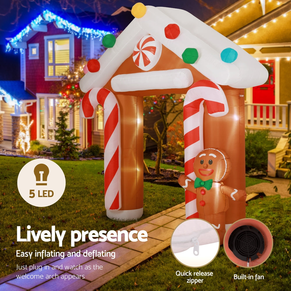 Jingle Jollys Christmas Inflatable Archwary Ginger 2.8M Illuminated Decorations-Occasions > Christmas > Christmas Decorations-PEROZ Accessories