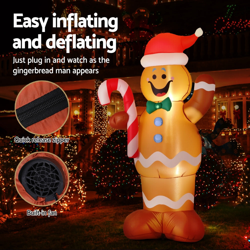 Jingle Jollys Christmas Inflatable Gingerbread Man 1.5M Height LED Decorations Illuminated-Occasions > Christmas > Christmas Decorations-PEROZ Accessories