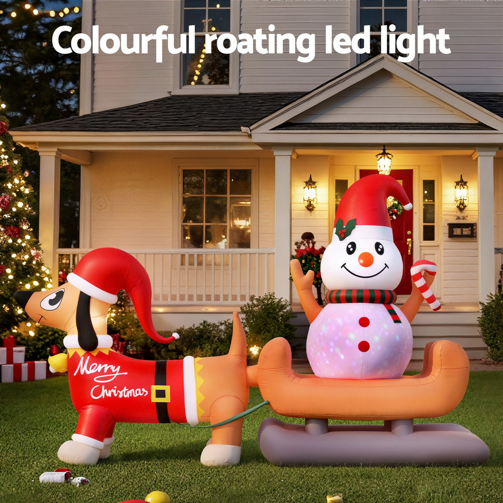 Jingle Jollys Christmas Inflatable Snowman Dog 4.2M Tall Outdoor Decorations Illuminated-Occasions > Christmas > Christmas Decorations-PEROZ Accessories