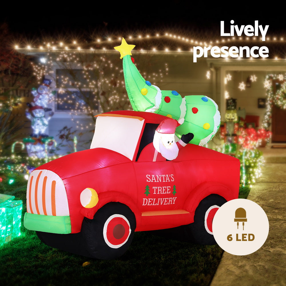 Jingle Jollys Christmas Inflatable Santa Truck 1.6M Height LED Decorations Illuminated-Occasions > Christmas > Christmas Decorations-PEROZ Accessories