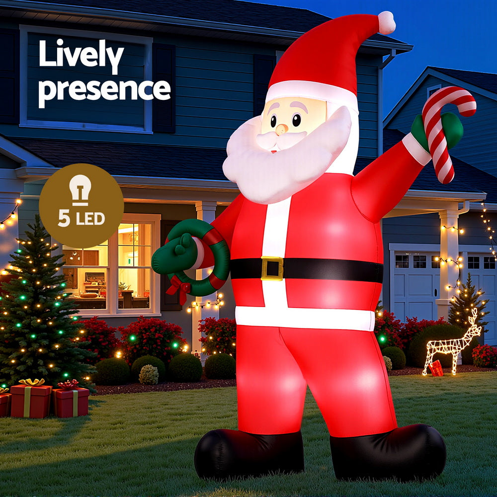 Jingle Jollys Christmas Inflatable Giant Santa 3.8M Height LED Illuminated Decorations-Occasions > Costumes > Costumes & Accessories-PEROZ Accessories
