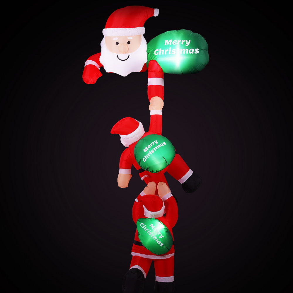 Jingle Jollys Christmas Inflatable Climbing Santa 2.5M Height LED Decorations Illuminated-Occasions > Christmas > Outdoor Decorations & Lights-PEROZ Accessories