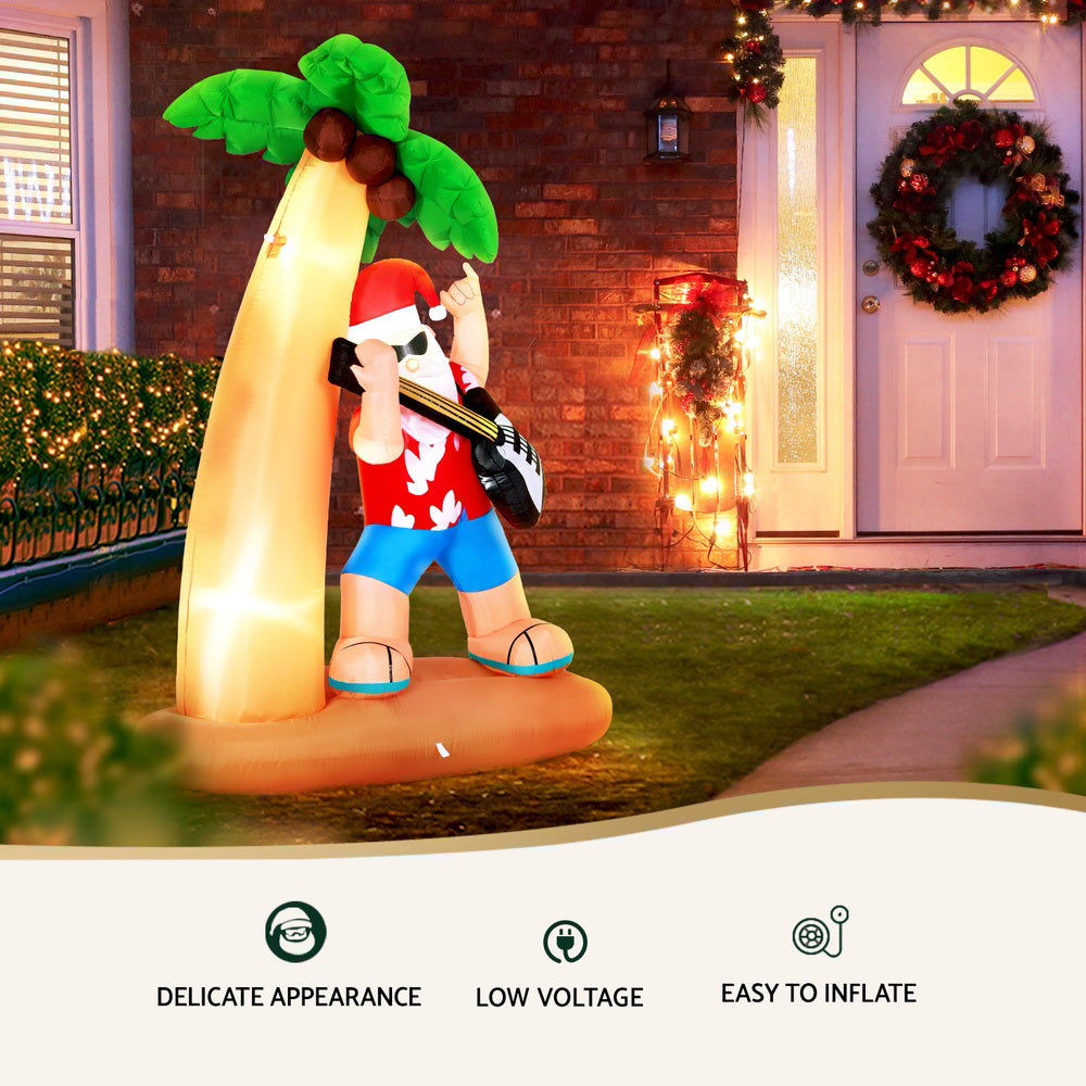 Jingle Jollys Christmas Inflatable Santa Guitar 2.1M Led Illuminated Decorations-Occasions > Christmas > Christmas Decorations-PEROZ Accessories