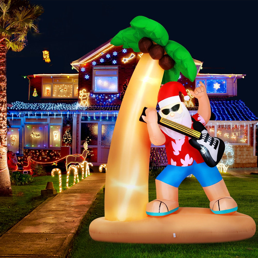 Jingle Jollys Christmas Inflatable Santa Guitar 2.1M Led Illuminated Decorations-Occasions > Christmas > Christmas Decorations-PEROZ Accessories