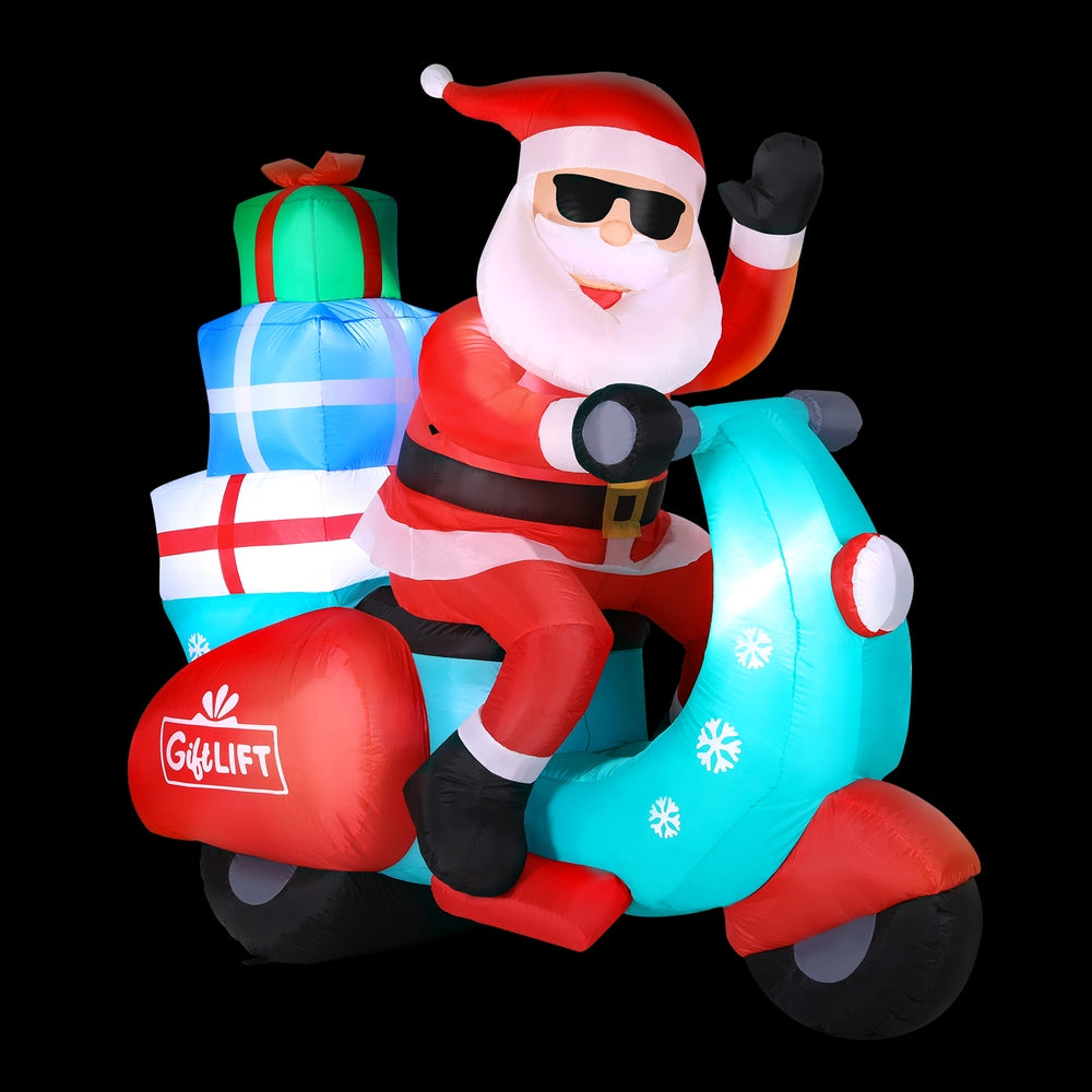 Jingle Jollys Christmas Inflatable Santa Motorbike LED Illuminated Decorations-Occasions > Christmas > Outdoor Decorations & Lights-PEROZ Accessories