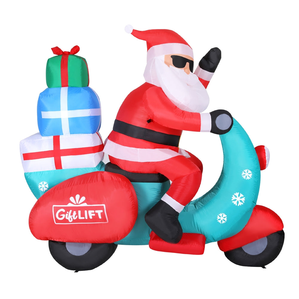 Jingle Jollys Christmas Inflatable Santa Motorbike LED Illuminated Decorations-Occasions > Christmas > Outdoor Decorations & Lights-PEROZ Accessories