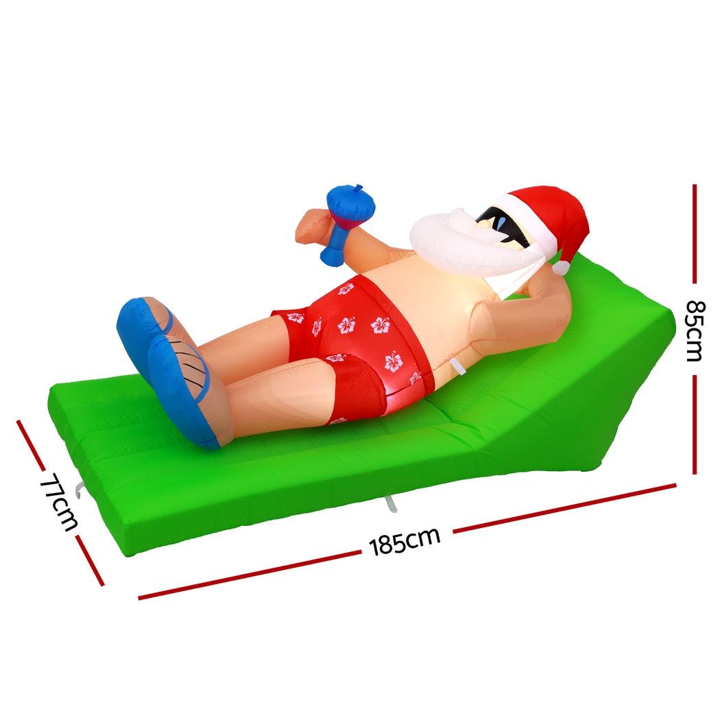 Jingle Jollys Christmas Inflatable Santa Bench 1.8M LED Illuminated Decorations-Occasions > Christmas > Christmas Decorations-PEROZ Accessories