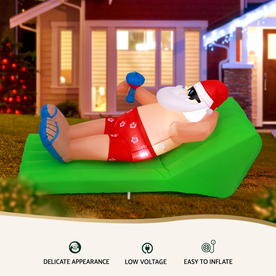 Jingle Jollys Christmas Inflatable Santa Bench 1.8M LED Illuminated Decorations-Occasions > Christmas > Christmas Decorations-PEROZ Accessories