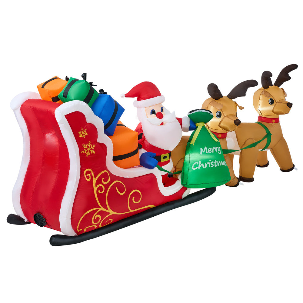 Tinseltown 3M Christmas Inflatable Santa Claus Sleigh Reindeers LED-Christmas Inflatable-PEROZ Accessories