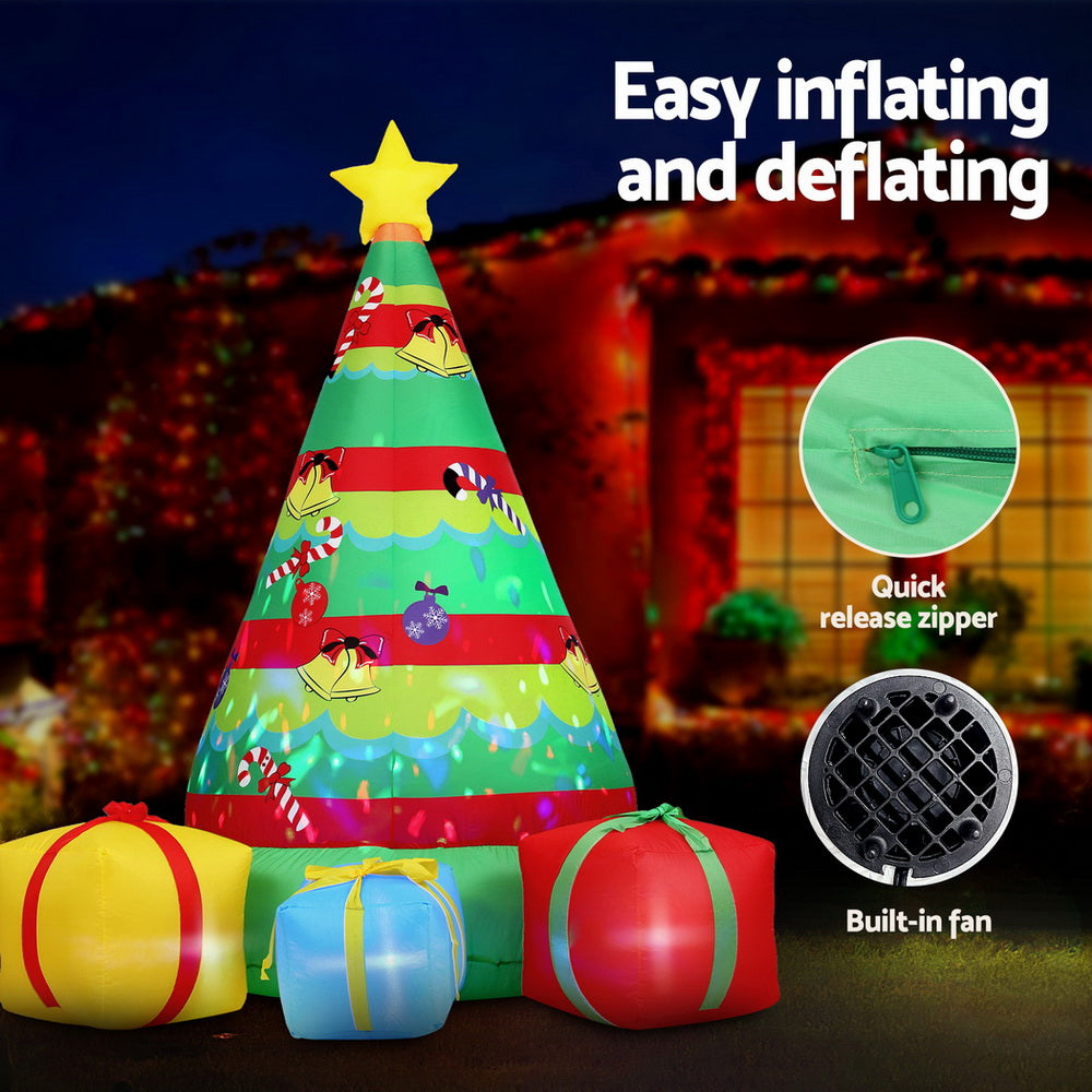 Jingle Jollys Christmas Inflatable Gift Tree 2.2M Height Flashing Light Decorations Illuminated-Occasions > Christmas > Outdoor Decorations & Lights-PEROZ Accessories