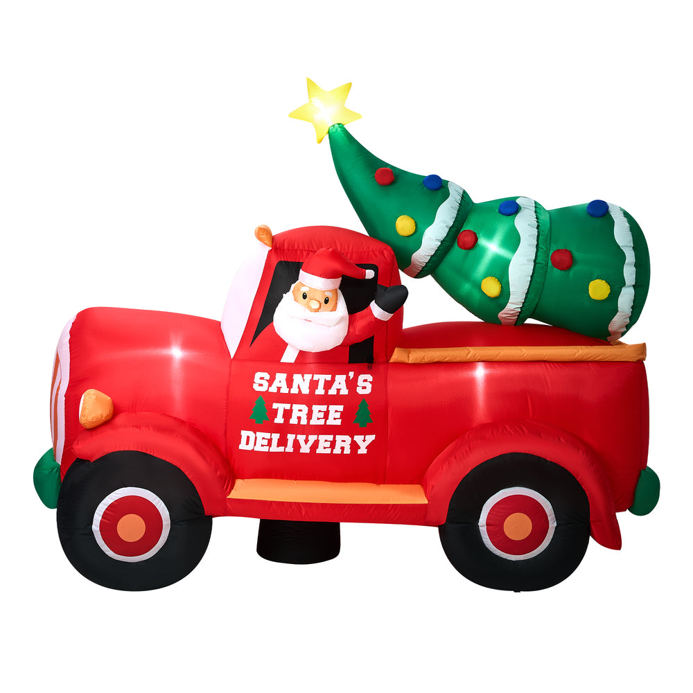 Tinseltown 2.2M Christmas Inflatable Santa Truck with LED Lights-Christmas Inflatable-PEROZ Accessories