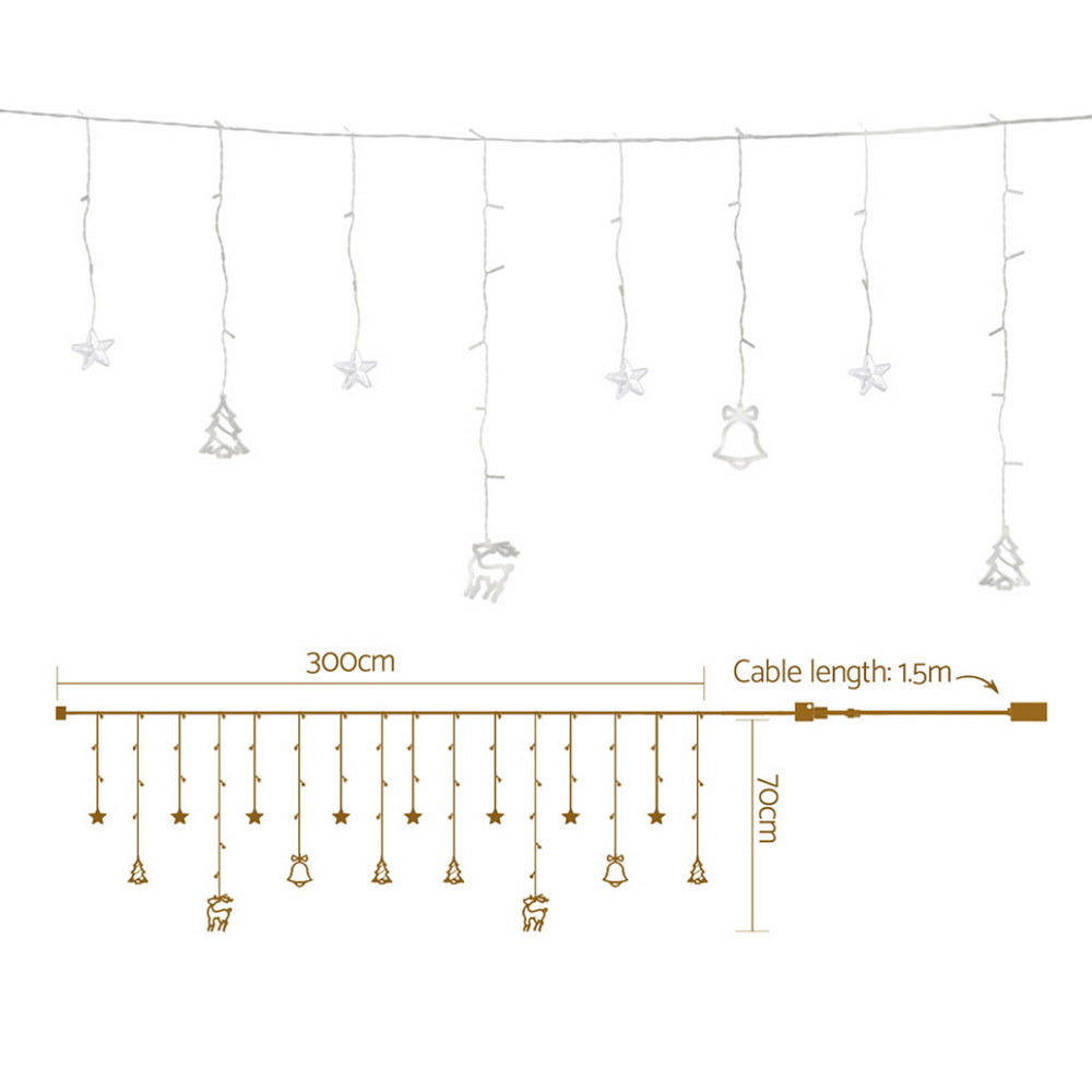 Jingle Jollys 3M Christmas Icicle Lights String Lights 138 LED Warm White-Occasions > Christmas > Outdoor Decorations & Lights-PEROZ Accessories