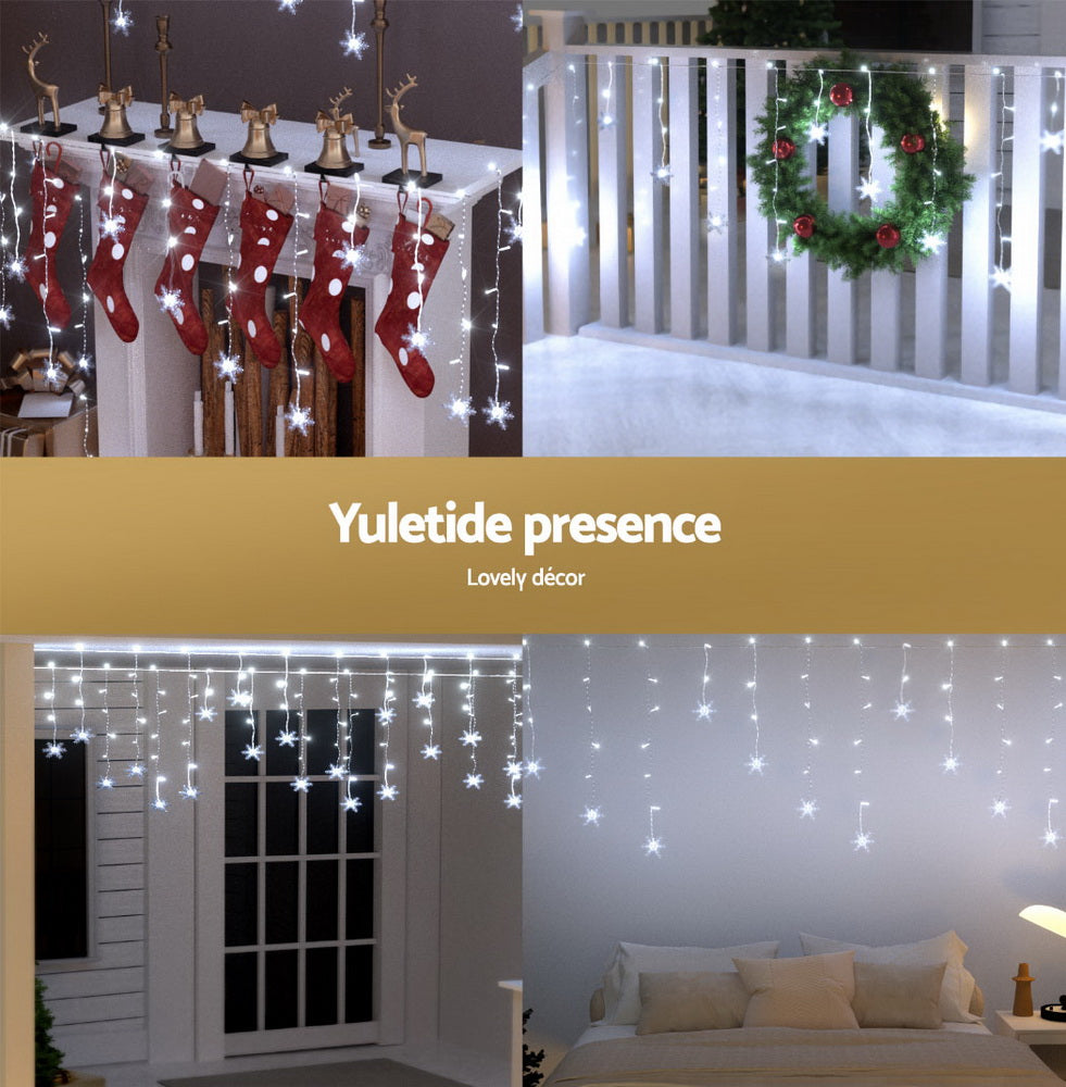 Jingle Jollys 6M Christmas Icicle Lights String Light 160 LED Solar Powered Cold-Occasions > Christmas > Outdoor Decorations & Lights-PEROZ Accessories