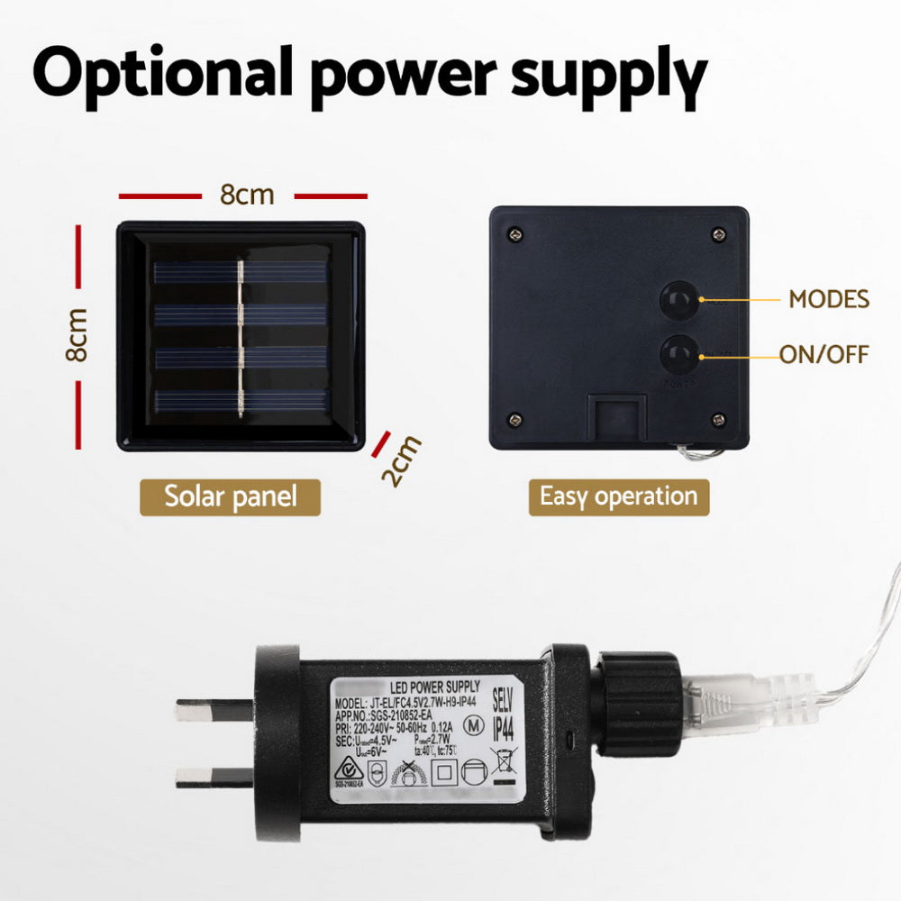 Jingle Jollys 6M Christmas Icicle Lights String Light 160 LED Solar Powered Cold-Occasions > Christmas > Outdoor Decorations & Lights-PEROZ Accessories