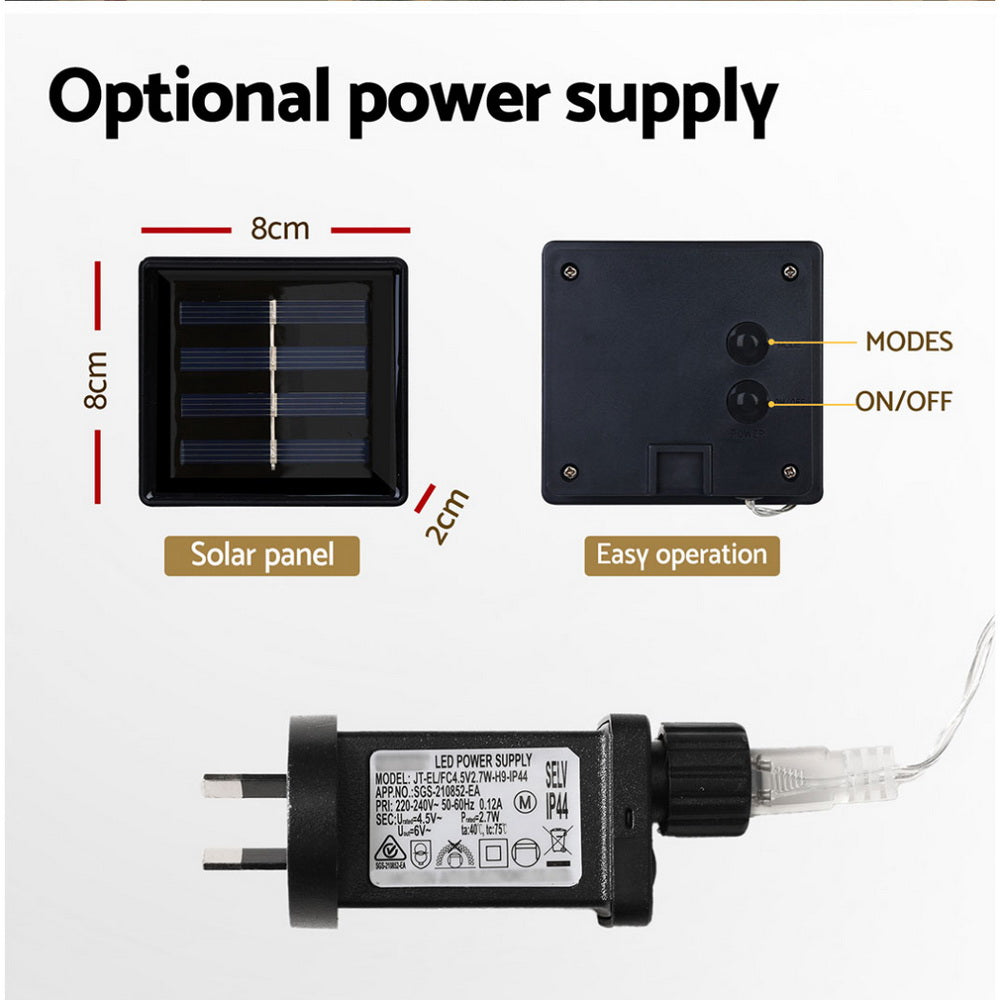 Jingle Jollys 6M Christmas Icicle Lights String Light 160 LED Solar Powered Warm-Occasions > Christmas > Outdoor Decorations & Lights-PEROZ Accessories