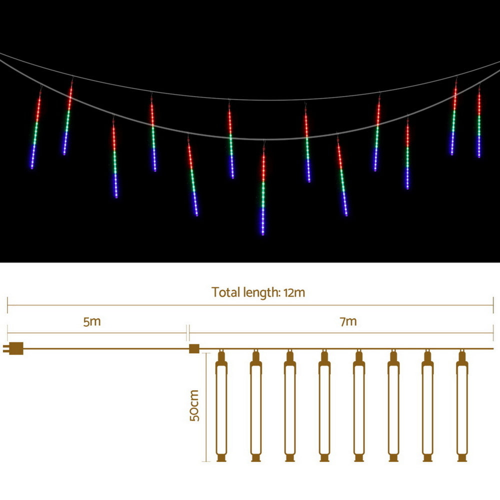 Jingle Jollys 7M Christmas Lights Shower Light 288 LED Icicle Falling Metor-Occasions > Christmas > Outdoor Decorations & Lights-PEROZ Accessories