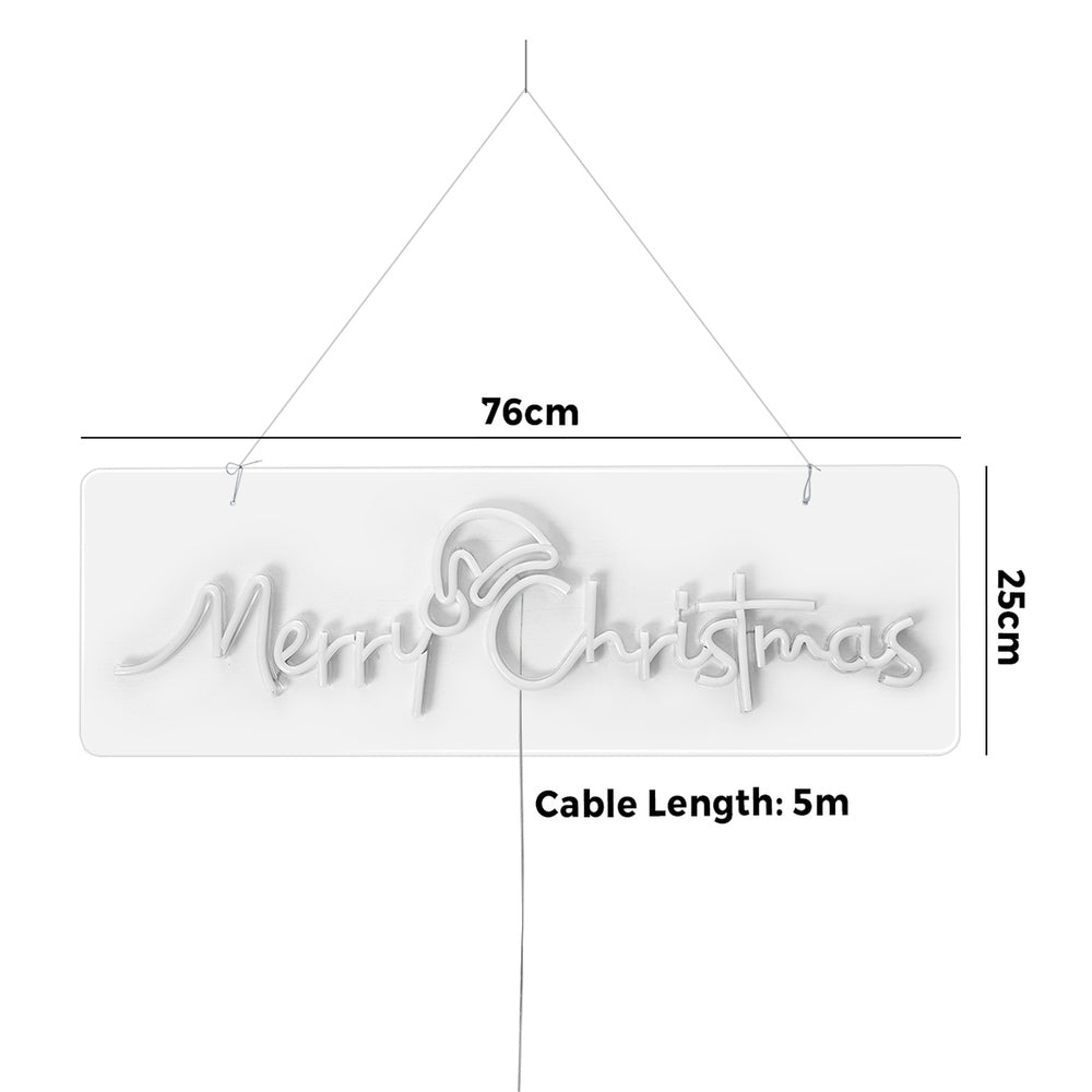 Tinseltown Merry Christmas Sign Light LED Motif Rope Lights 76cm-Christmas Light-PEROZ Accessories
